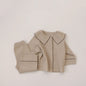 2 Pcs Waffle Baby Girls Pajamas Casual Long Sleeve