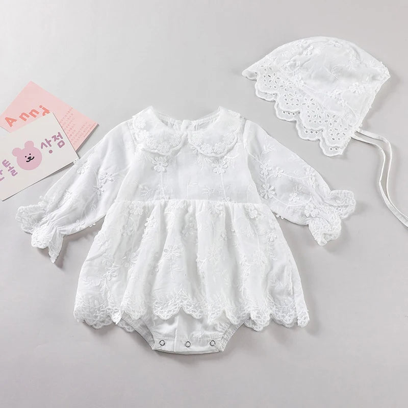 Baby Girls Long Sleeve Flower Embroidery Jumpsuit