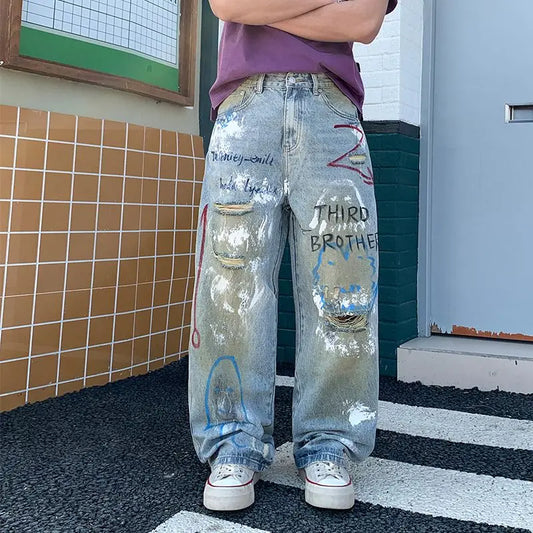 Men, Straight Loose Wide-Leg Trendy Brand
