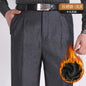 Double Pleated Waist Fleece Winter Suit Pants