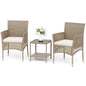 3 Piece Patio Furniture Set Wicker Chairs with Glass-top Table