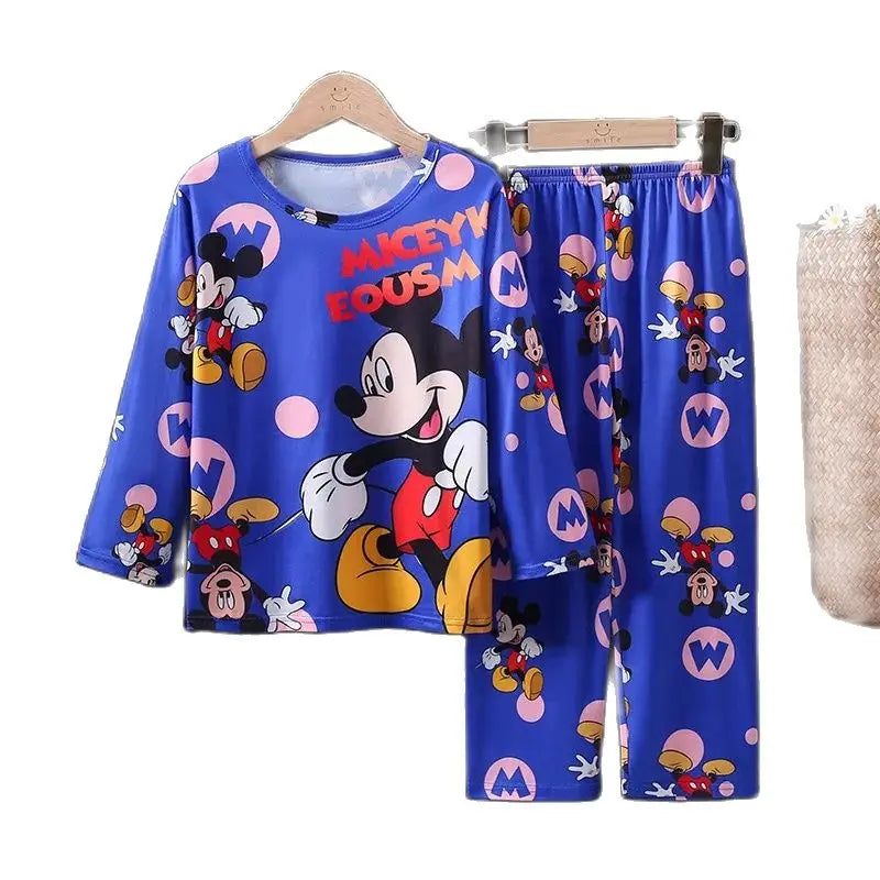 2 Pcs Boys/Girls Minnie Mickey Cartoon Longsleeved Pajamas