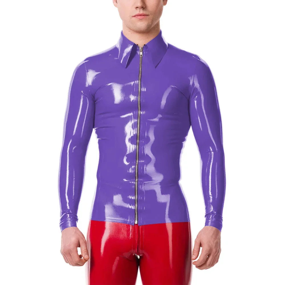 Mens Fashion Zipper Long Sleeve Jacket Turn-down Collar