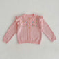 Girls Solid Color Knitted Cardigan Long Sleeves