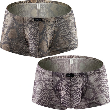 Men's Snake Skin Boxer Briefs Bulge Shorts