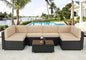 7 Piece Rattan Gray Wicker Outdoor Sectional Furniture Set