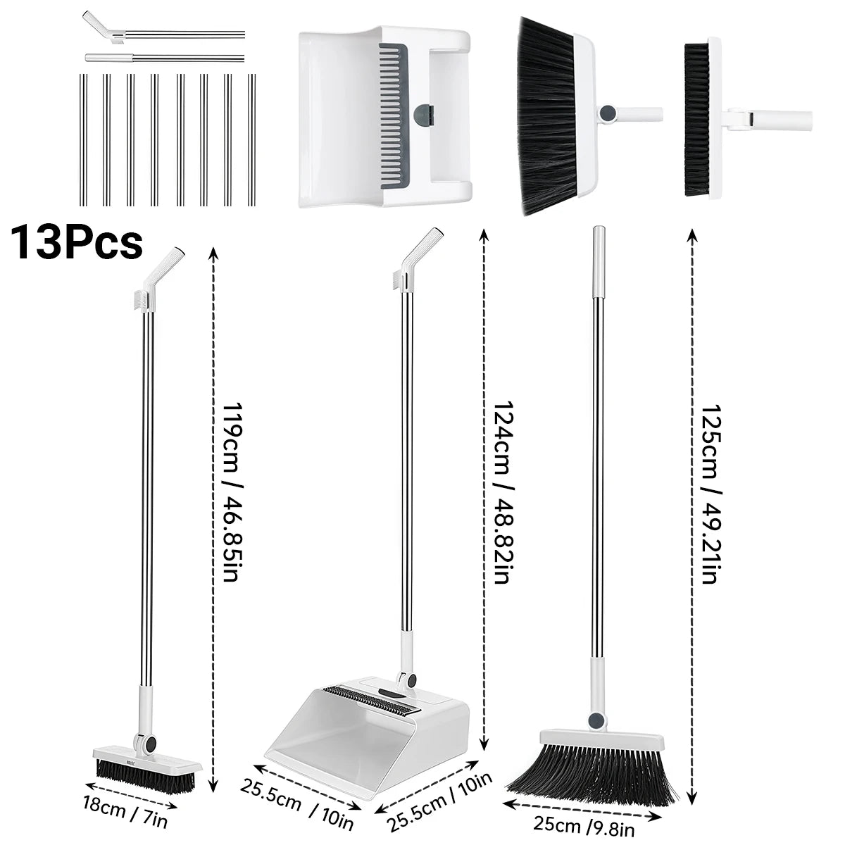 3 in 1 Broom and Dustpan Floor Brush Long-handled