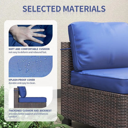 7-Piece Rattan Wicker Sectional Modular Sofa Set