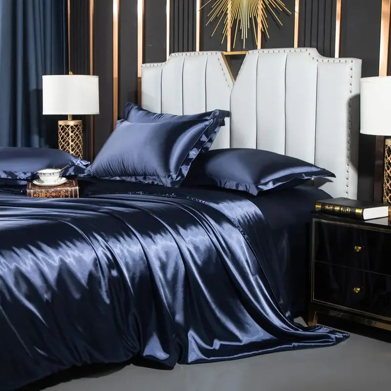 Silk Duvet Cover Bed Sheet Pillowcase Luxury