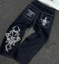 Oversized Print Baggy Jeans Men Vintage Gothic