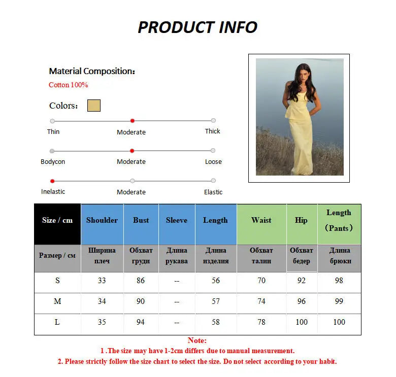 2 Pcs Cotton Strap Long Skirt Set Thin Belt