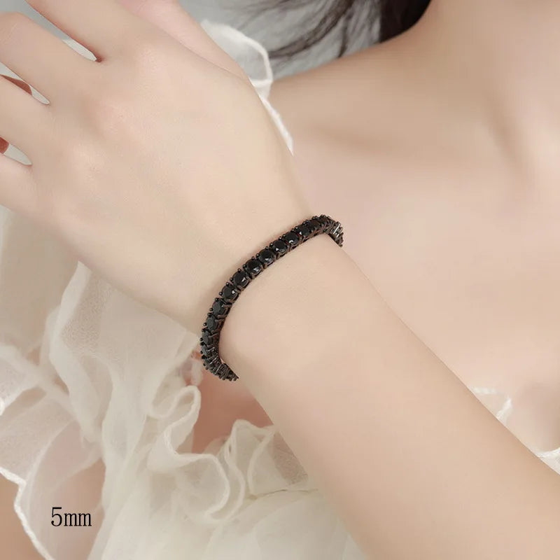 Black Moissanite Tennis Bracelet Full Diamond Sterling
