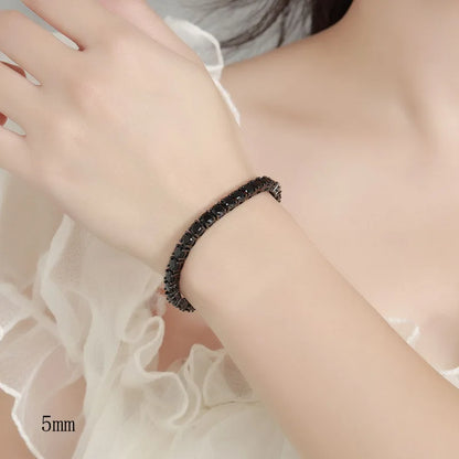 Black Moissanite Tennis Bracelet Full Diamond Sterling