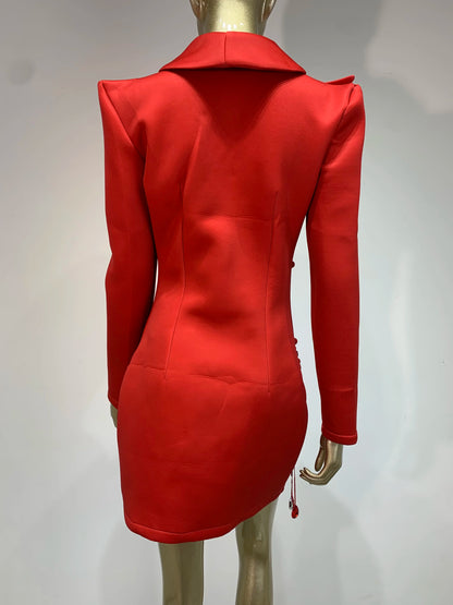 Sparkly Crystal Pearls Mini Dress Luxury Red Fashion