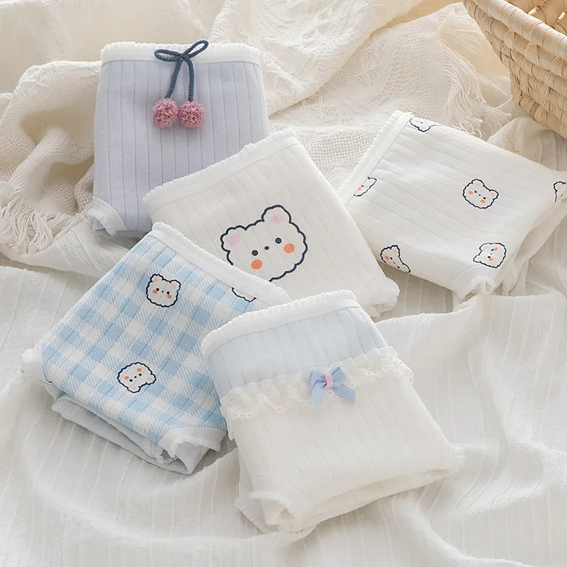6 Pcs Young Teenager Girl Underwear Cotton Middle Waist Briefs