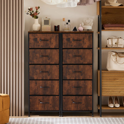 Dresser With 5 Fabric Drawers, Steel Frame