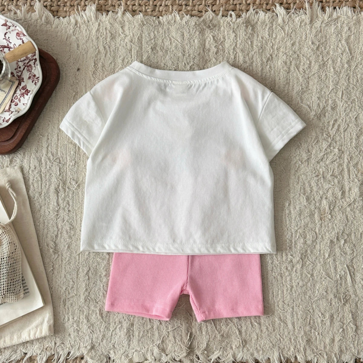 2 Pcs. Cool Breathable Knit Round Neck T-Shirt + Shorts