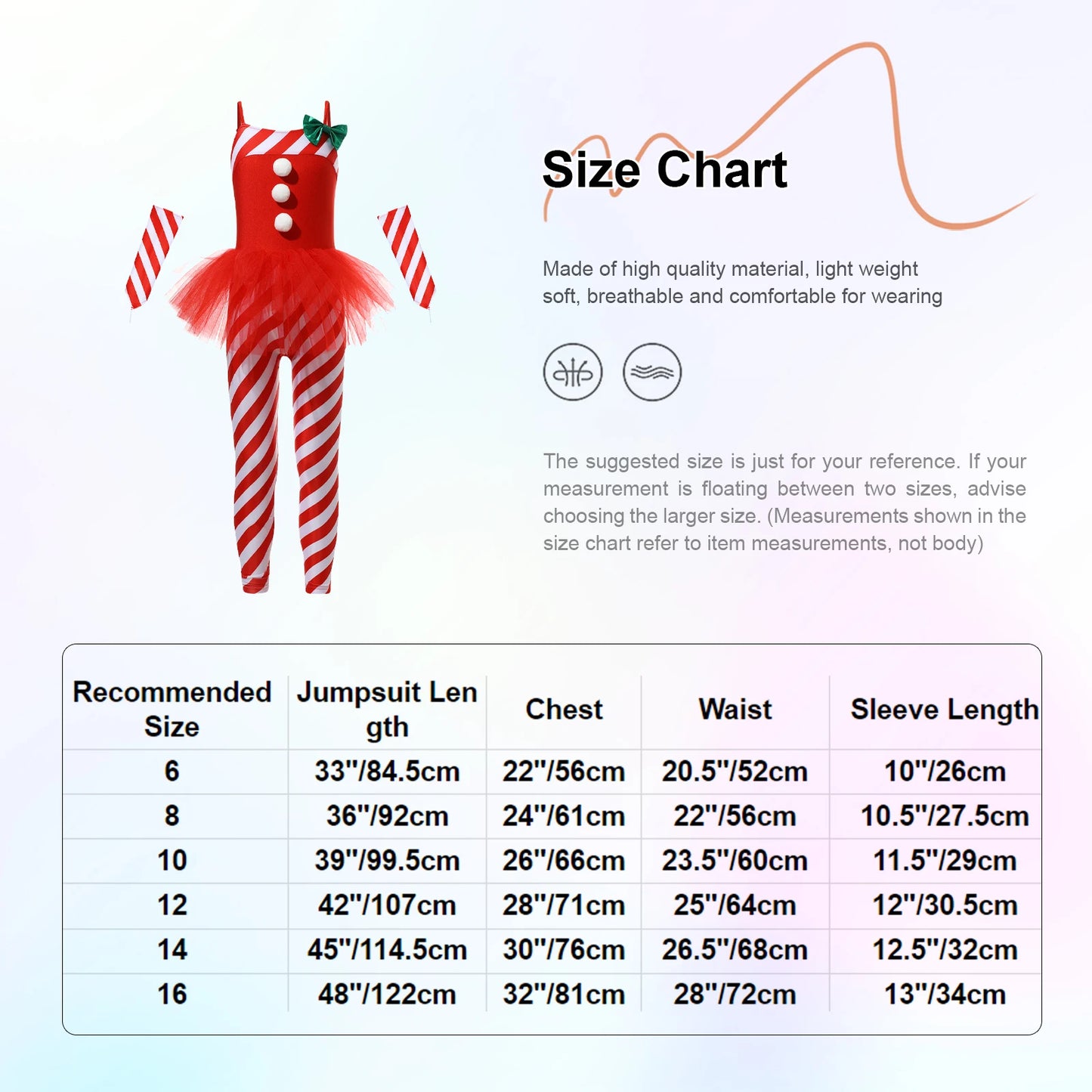 Girls Candy Cane Costume Christmas Dancewear Stripes