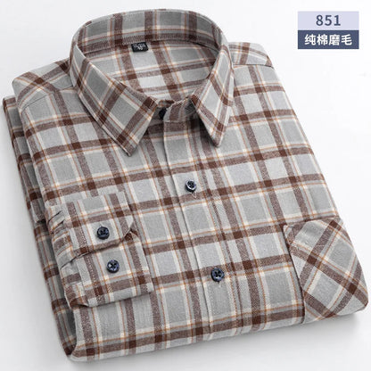 Flannel Plaid Long Sleeve Turn-down Shirts