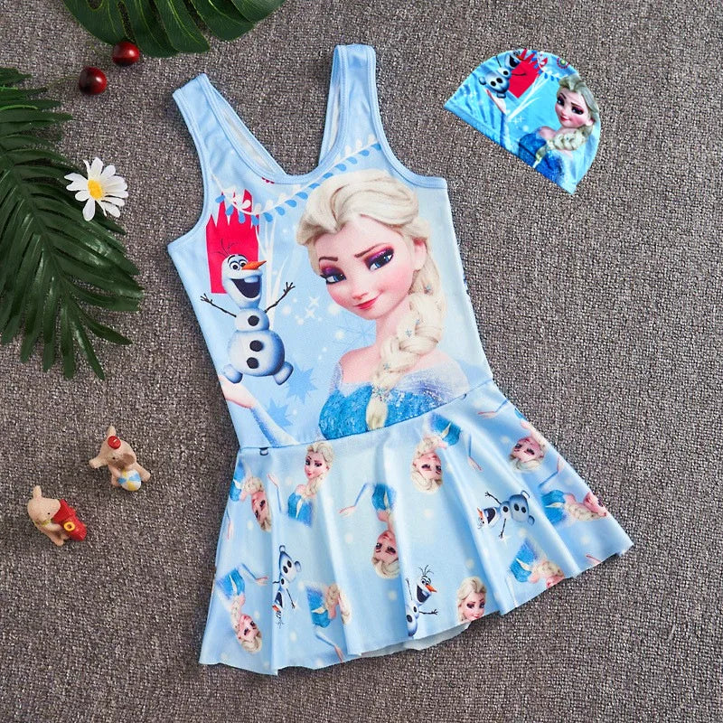 Disney Frozen Anna Elsa Girl Swimsuit Princess
