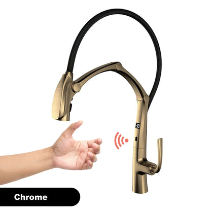 Luxury Gunmetal Brass Kitchen Faucet LED Display