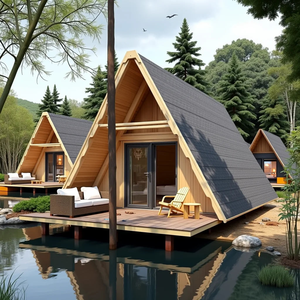 Triangle Wooden Tiny House Cabin Prefabricated