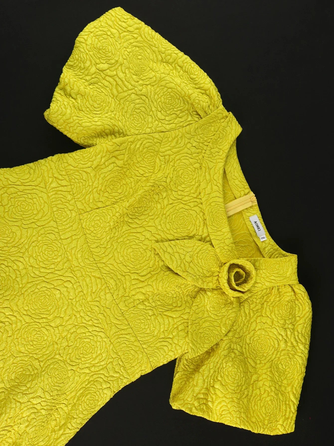 Elegant A-line Dress Short Sleeve 3D Puff Sleeves