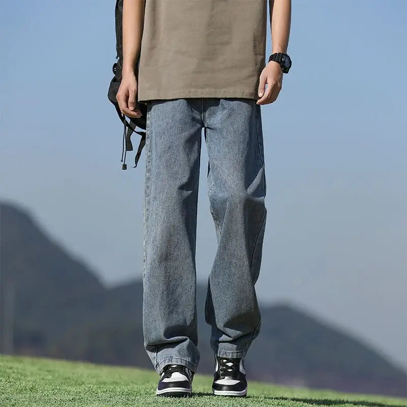 Men's Trendy Wide Leg Washed Jeans