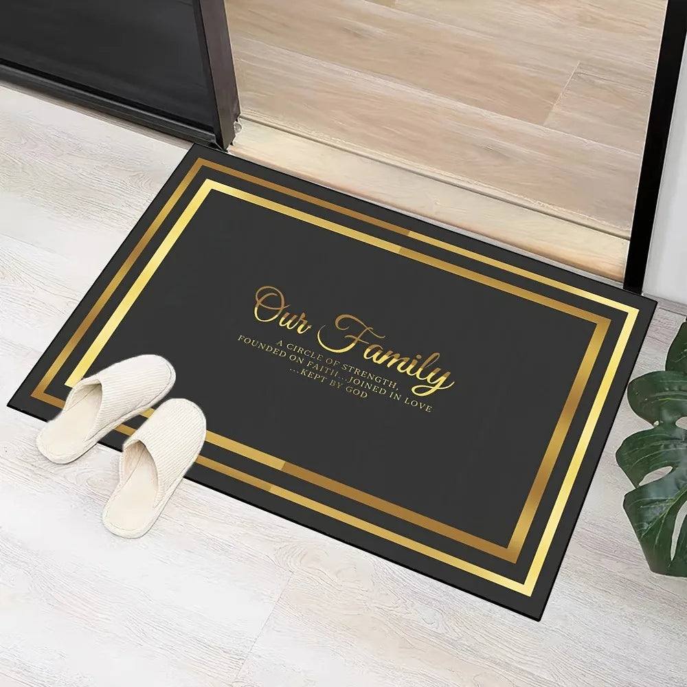 Gold Stripes Decorations Door Entry Carpet
