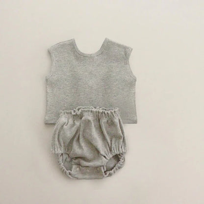 2 Pcs Sleeveless Breathable Cotton Pajamas Set