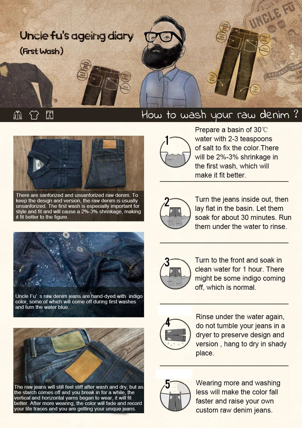 Maden Retro Men's Jeans Embroidery Straight