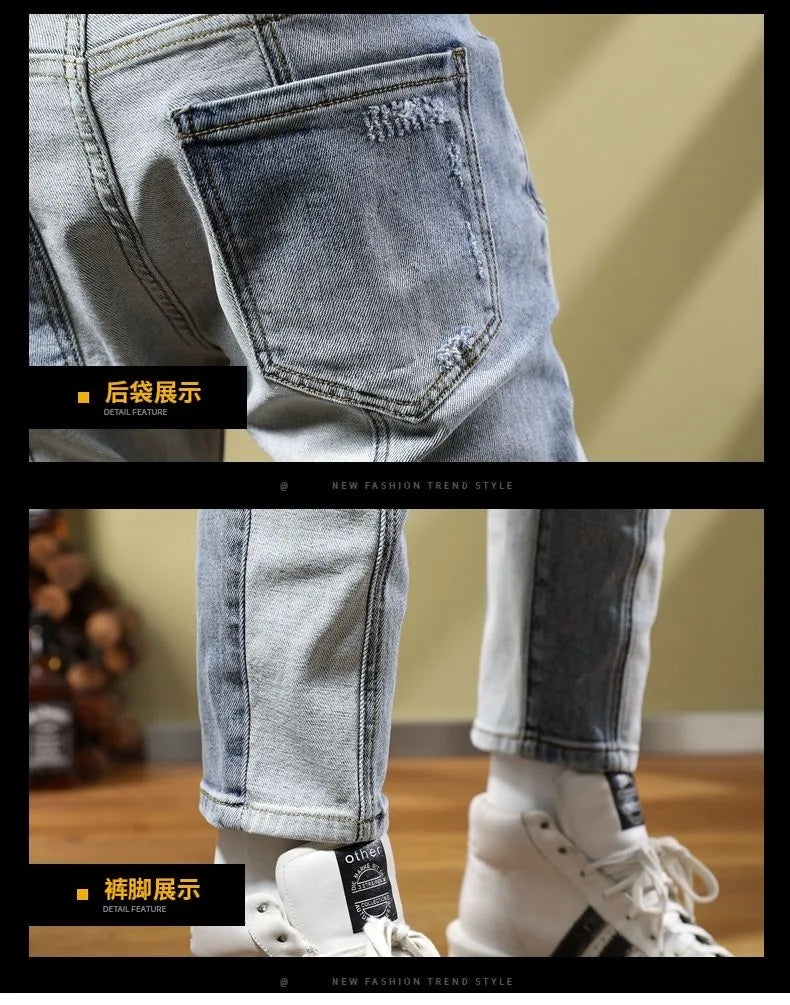 Ripped Stretch Jeans Men's Casual Slim Comfortable