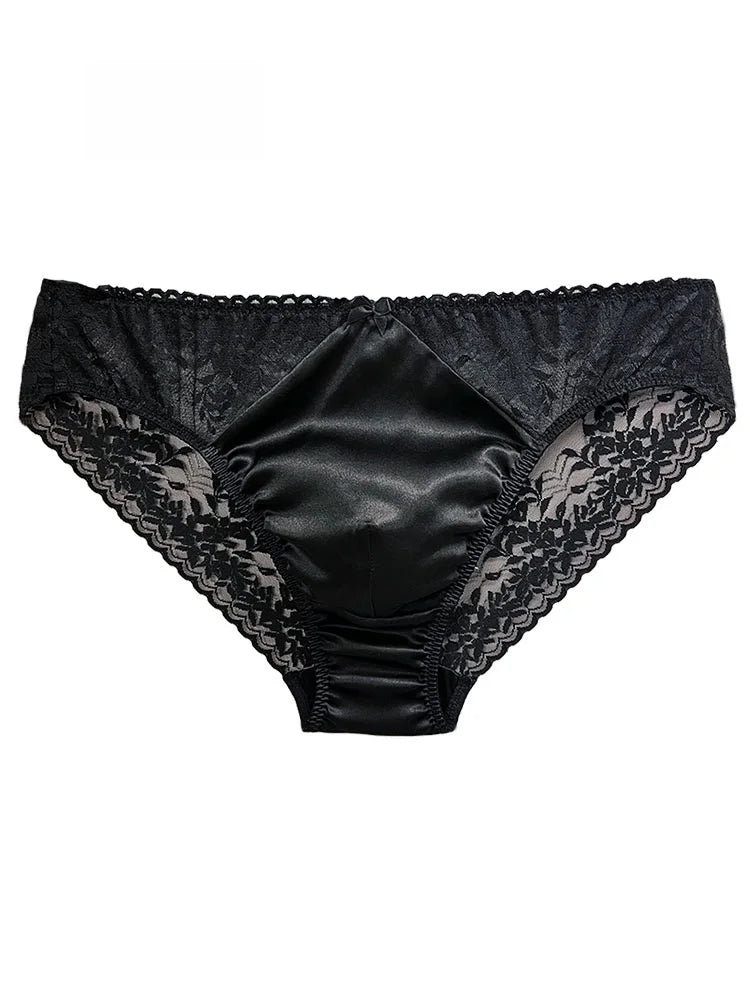 Sexy Men's Silk Comfortable Mid-Waist Ribbed Design