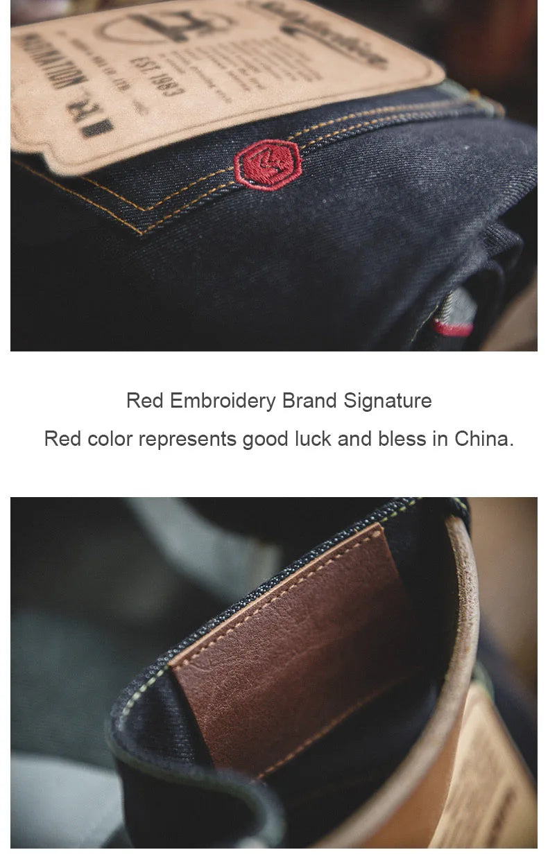 Maden Retro Men's Jeans Embroidery Straight