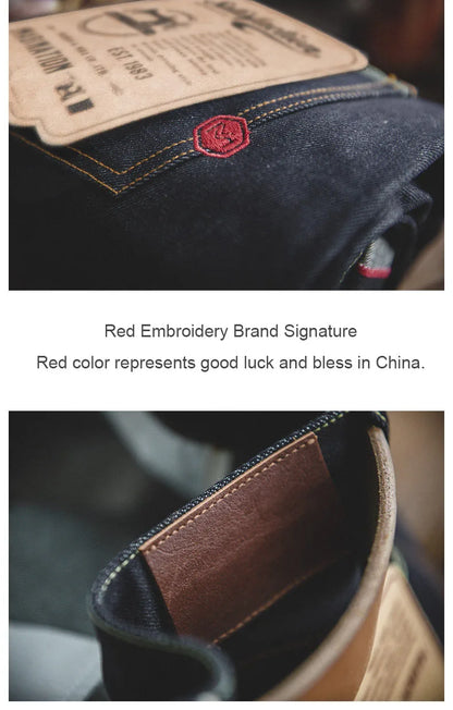 Maden Retro Men's Jeans Embroidery Straight