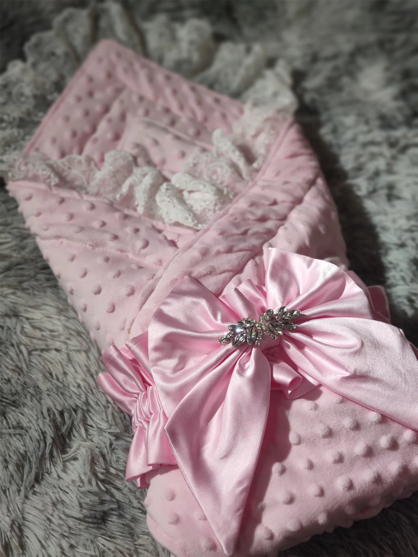 Boys/Girls French Lace Essential Receiving Blanket Ultra-Soft