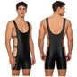 Mens Oil-shiny Workout Bodysuit Low Neckline