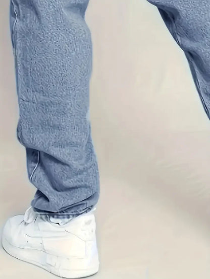 Light Wash Denim Men's Classic Straight-Leg Jeans -