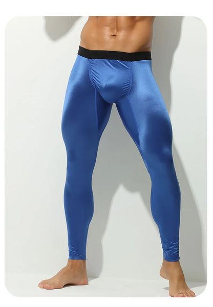 Glossy Men's Tight Fitness Running Sweatpants Leggings