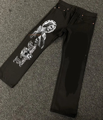 Black Straight Jeans Men Women American Street