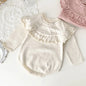 Baby Girls Knitted Bodysuit Long Sleeve Ruffled