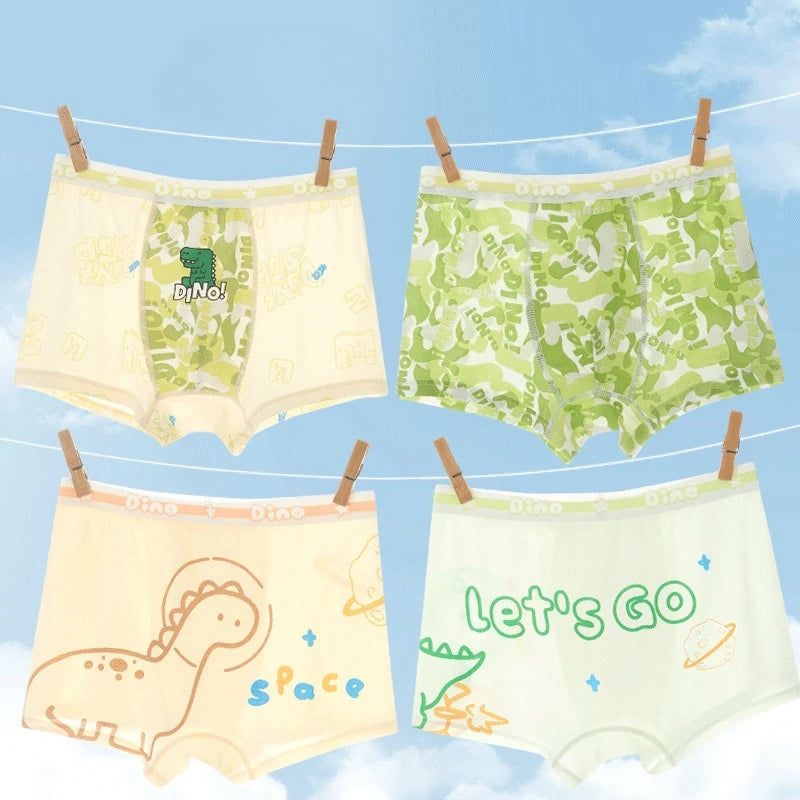 4PCS Mesh Breathable Boy Comfort Antibacterial Cartoon  Underwear
