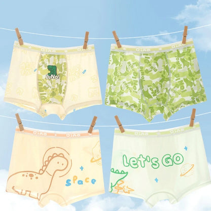 4PCS Mesh Breathable Boy Comfort Antibacterial Cartoon  Underwear
