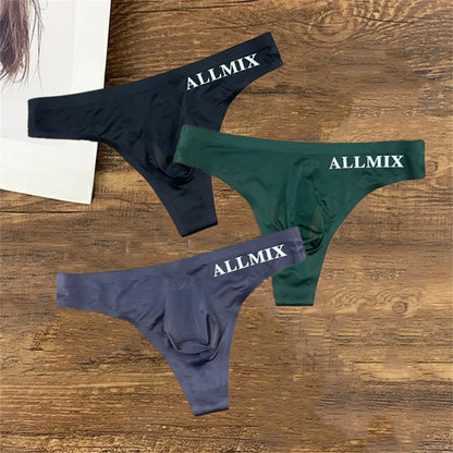 3pcs Sexy Thong Silk Bulge Pouch G-string