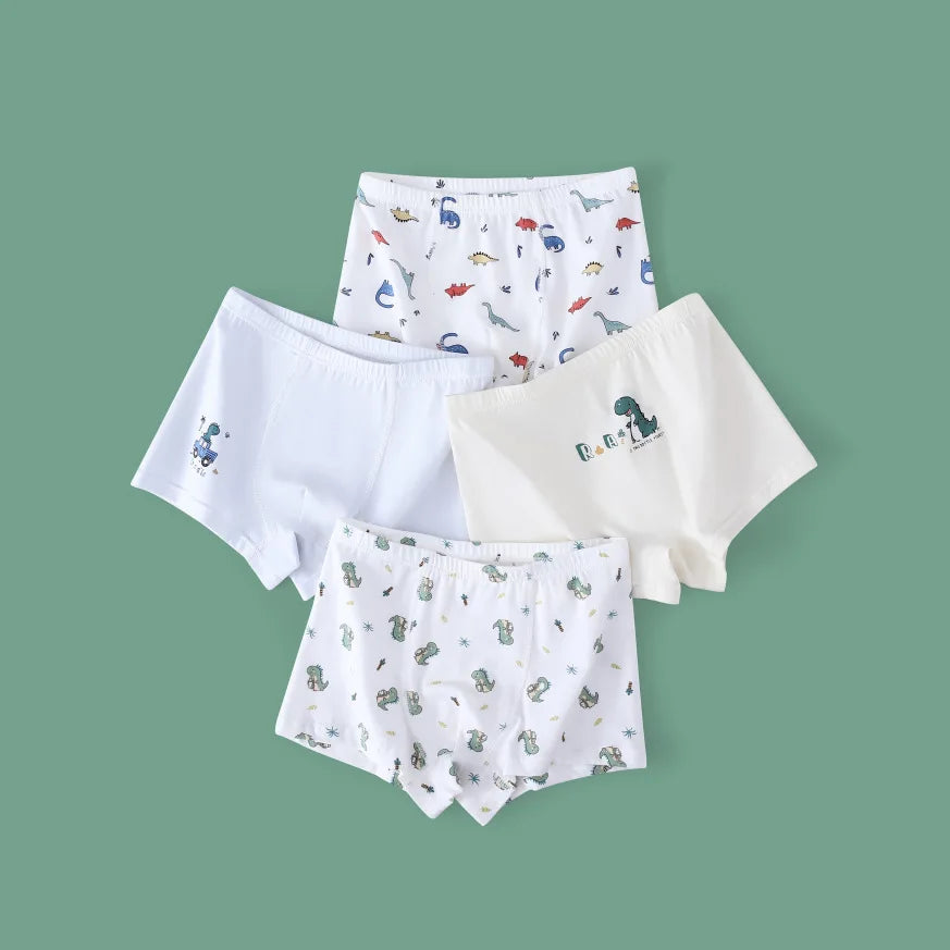 4PCS Cotton Antibacterial Boys Breathable Cartoon Underwear