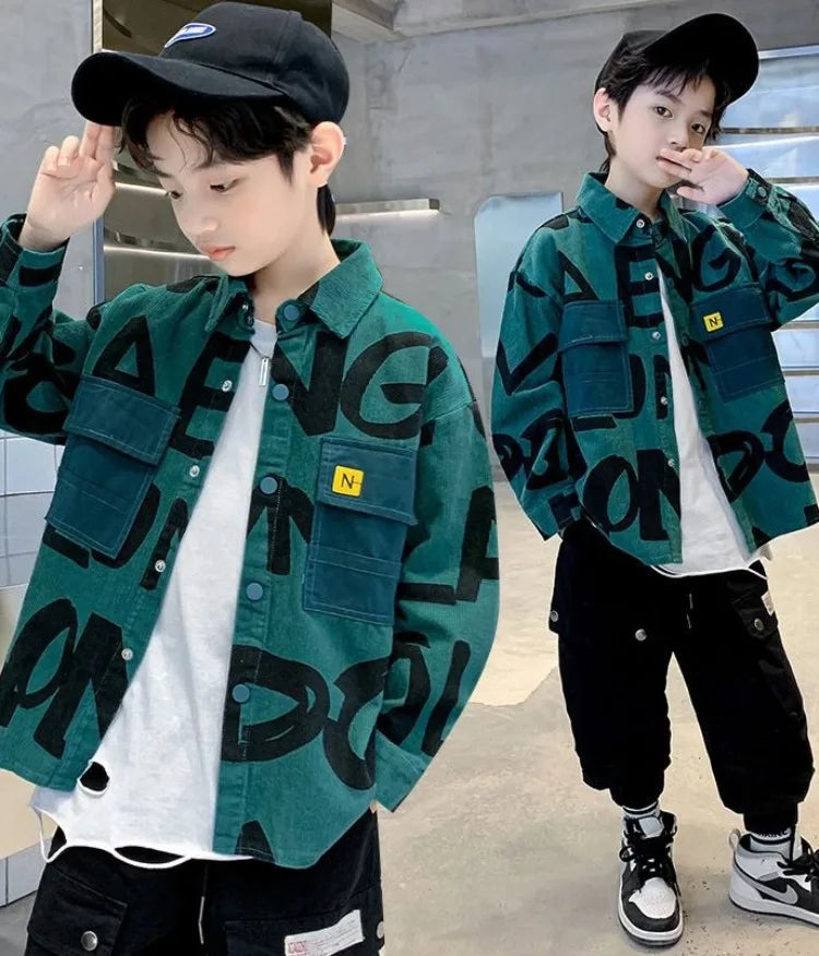 Boys Corduroy Long Sleeve Shirt Lightweight