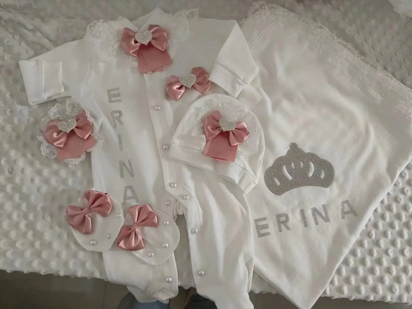 5 Pcs Girl/Boy Hospital Exit Newborn Bling Outfits