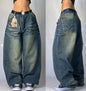 Oversized Print Baggy Jeans Men Vintage Gothic
