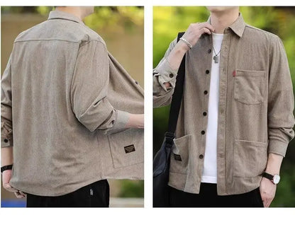 Men's Corduroy Textured Fleece Lining Thermal Coat