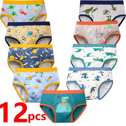 12 Pcs Boys Boxer Briefs Underwear Breathable Baby
